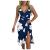 iDWZA Women Summer V-neck Sleeveless Printed Color Casual Ruffle Dress