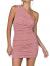 LYANER Women's Sexy One Shoulder Ruched Sleeveless Bodycon Mini Short Dress