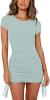 NENONA Women's Short Sleeve Summer Ruched Bodycon Mini Dress Side Drawstring Clubwear Casual Dresses