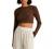 Remidoo Women's Sexy Backless Mock Neck Long Sleeve Crop Top T-Shirt