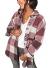 Sidefeel Women Plaid Long Sleeve Button Down Collar Long Shirt Oversized Coat