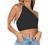 LYANER Women's Sexy Ruched One Shoulder Sleeveless Crop Top Strappy Cami Tank