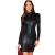 Romwe Women's Elegant Long Sleeve Crocodile Print Mock Neck Slim Fit Party Bodycon Mini Dress