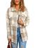 Sidefeel Women Plaid Long Sleeve Button Down Collar Long Shirt Oversized Coat