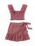 MakeMeChic Women's Two Piece Ruffle Trim Cami Crop Top and Wrap Skirt Set