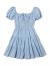 SheIn Women's Short Puff Sleeve Ruched Mini A Line Dress Ruffle Tie Front Square Neck Short Dresses