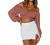 LYANER Women's Cute Off Shoulder Long Sleeve Self Tie Knot Crop Tube Top Blouse