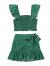 MakeMeChic Women's Two Piece Ruffle Trim Cami Crop Top and Wrap Skirt Set