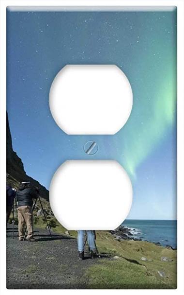 Switch Plate Outlet Cover - Aurora Borealis Lofoten Norway Night Beach Costa 4