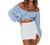 LYANER Women's Cute Off Shoulder Long Sleeve Self Tie Knot Crop Tube Top Blouse