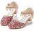 Furdeour Girls Sandals Glittler Bow Dress Shoes Princess Crystal High Heels Party Wedding Flower Girls Shoes for Kid Toddler