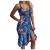 iDWZA Women Summer V-neck Sleeveless Printed Color Casual Ruffle Dress