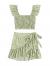 MakeMeChic Women's Two Piece Ruffle Trim Cami Crop Top and Wrap Skirt Set