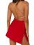 Eliacher Backless Dress Women's Spaghetti Strap Sexy Clubwear Bodycon Mini Dress