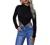 Remidoo Women's Sexy Backless Mock Neck Long Sleeve Crop Top T-Shirt