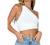 LYANER Women's Sexy Ruched One Shoulder Sleeveless Crop Top Strappy Cami Tank