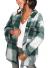 Sidefeel Women Plaid Long Sleeve Button Down Collar Long Shirt Oversized Coat