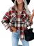 Sidefeel Women Plaid Long Sleeve Button Down Collar Long Shirt Oversized Coat