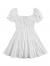 SheIn Women's Short Puff Sleeve Ruched Mini A Line Dress Ruffle Tie Front Square Neck Short Dresses