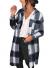 Sidefeel Women Plaid Long Sleeve Button Down Collar Long Shirt Oversized Coat