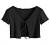 SweatyRocks Women's Tie Up Crop Top Short Sleeve Ribbed Knit Open Front Cropped Shirts