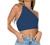 LYANER Women's Sexy Ruched One Shoulder Sleeveless Crop Top Strappy Cami Tank