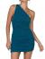 LYANER Women's Sexy One Shoulder Ruched Sleeveless Bodycon Mini Short Dress