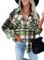 Sidefeel Women Plaid Long Sleeve Button Down Collar Long Shirt Oversized Coat