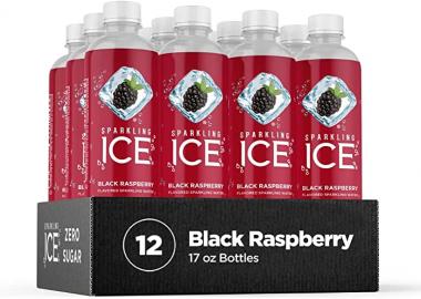 Sparkling Ice, Black Raspberry Sparkling Water, Zero Sugar Flavored Water, with Vitamins and Antioxidants, Low Calorie Beverage, 17 fl oz Bottles (Pack of 12)