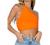 LYANER Women's Sexy Ruched One Shoulder Sleeveless Crop Top Strappy Cami Tank