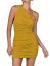 LYANER Women's Sexy One Shoulder Ruched Sleeveless Bodycon Mini Short Dress