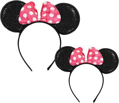 Disney Minnie Mouse Ears, Set of 2 Headbands for Mommy and Me, Matching for Adult and Little Girl