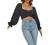 LYANER Women's Cute Off Shoulder Long Sleeve Self Tie Knot Crop Tube Top Blouse