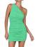 LYANER Women's Sexy One Shoulder Ruched Sleeveless Bodycon Mini Short Dress