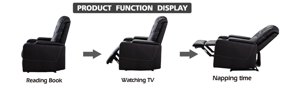 Electric Power Recliner Chair with USB Ports and Cup Holders