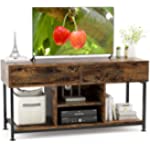 Cosimates Tv Stand for Tv Up to 50 Inch,Tv Entertainment Center with Drawers and Open Storage Compartment，Media Console for Living Room，Entertainment Room,Rustic Brown and Black