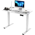 Flexispot EC5 3 Stages Dual Motor Electric Standing Desk 48x30 Inches Whole-Piece Desk Board Height Adjustable Desk Electric Stand Up Desk Sit Stand Desk(Silver Frame + White Desktop)