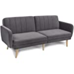 Milliard Futon Sofa Bed, Sleeper Sofa Couch, Grey Velvet