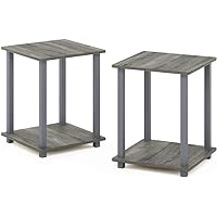 Furinno Simplistic Set of 2 End Table, French Oak Grey/Grey