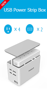 4 AC Outlets 2 USB Cable Management Box Power Strip White