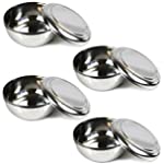 Set of 4, Korean Stainless Steel Rice Bowl with Lid Set, Korean Kitchen Restaurant, Multi-Purpose Stainless Steel Bowl + Lid Set