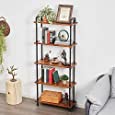 Industrial Bookshelf, Bookcases and Book Shelves 5 Shelf,Pipe Bookshelf, Industrial Pipe Shelving, Pipe Shelves(Rustic Brown, 29.5&quot; L x 11.8&quot; W x 61&quot; H)