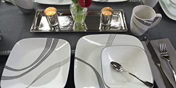 Corelle Boutique Square Urban Arc 16-Piece Dinnerware Set, Service for 4