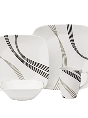 Corelle Boutique Square Urban Arc 16-Piece Dinnerware Set, Service for 4