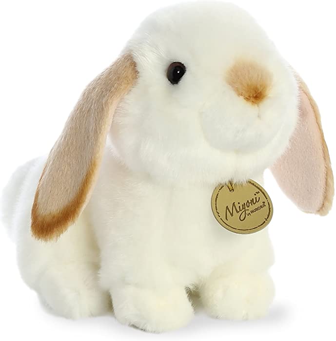 Aurora - Miyoni - 8" Lop Eared Rabbit with Tan Ears, White and Tan